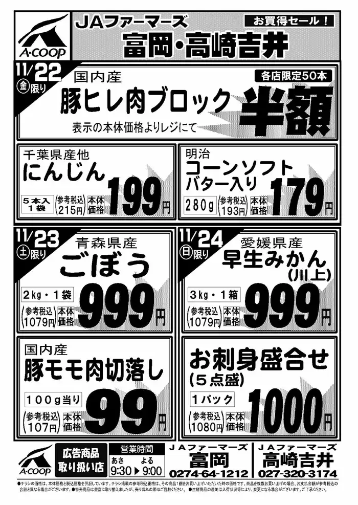 高崎市でのエーコープ関東のカタログ | あなたのための特別オファー | 2024/11/22 - 2024/11/24