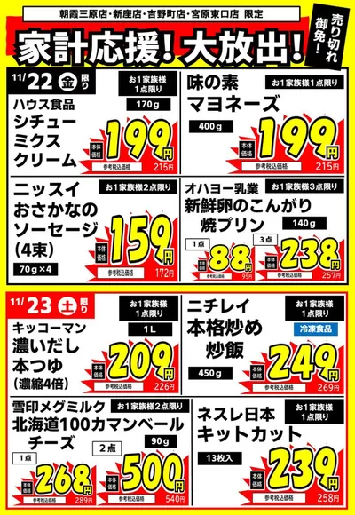 朝霞市でのたいらやのカタログ | 私たちのお客様のための排他的な取引 | 2024/11/22 - 2024/12/6