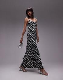 asosにおける￥59でのTopshop scoop neck slip maxi dress in stripe printのオファー