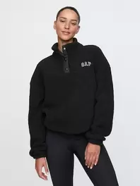 Gapにおける￥5394でのリラックス リサイクル 1/4スナップボタン ボア スウェット・トレーナーのオファー